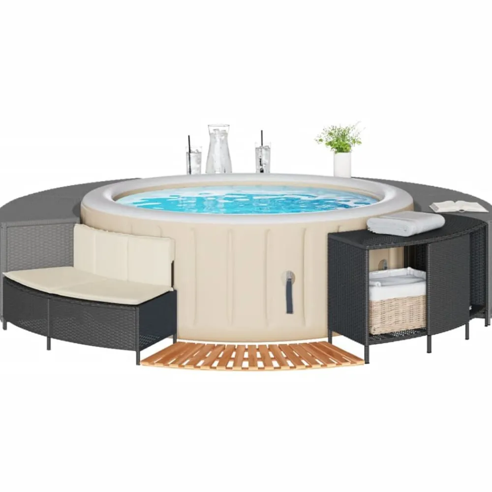 Hottub-ombouw poly rattan en massief acaciahout>vidaXL Best