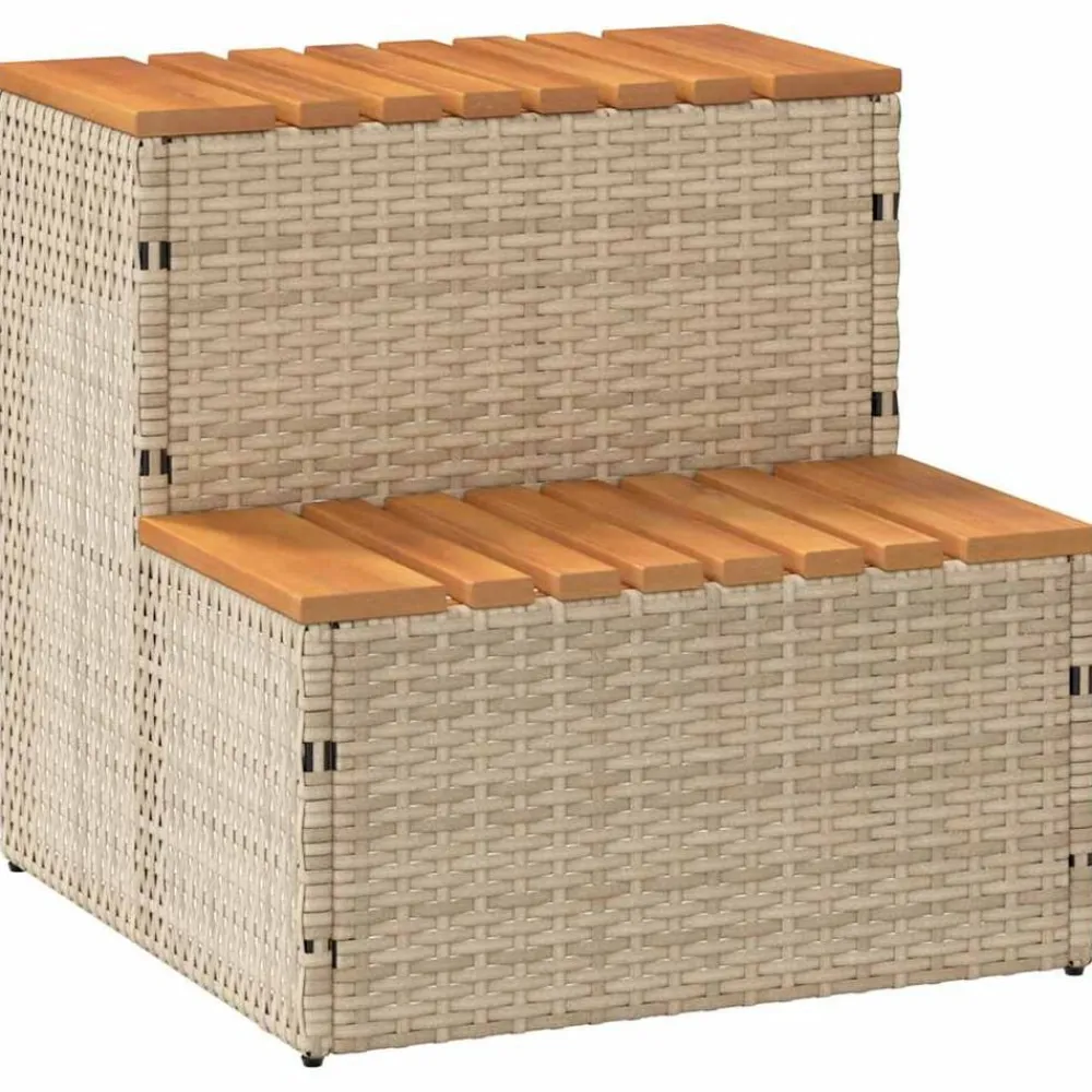 Zwembaden & Spa'S*vidaXL Hottub-opstap 50x50x50,5cm poly rattan&massief acaciahout Beige