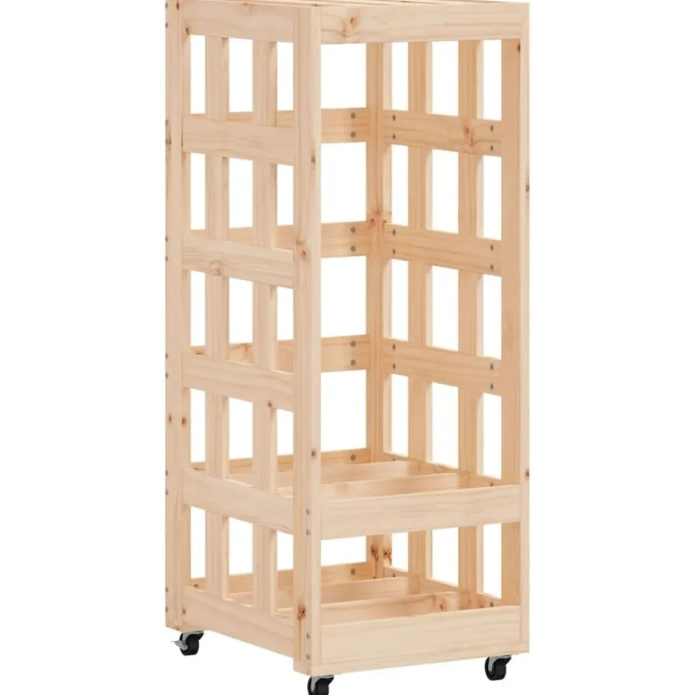 Houtblokhouder met wielen 40x49x110 cm massief grenenhout>vidaXL Clearance