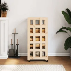 Houtblokhouder met wielen 40x49x110 cm massief grenenhout>vidaXL Clearance