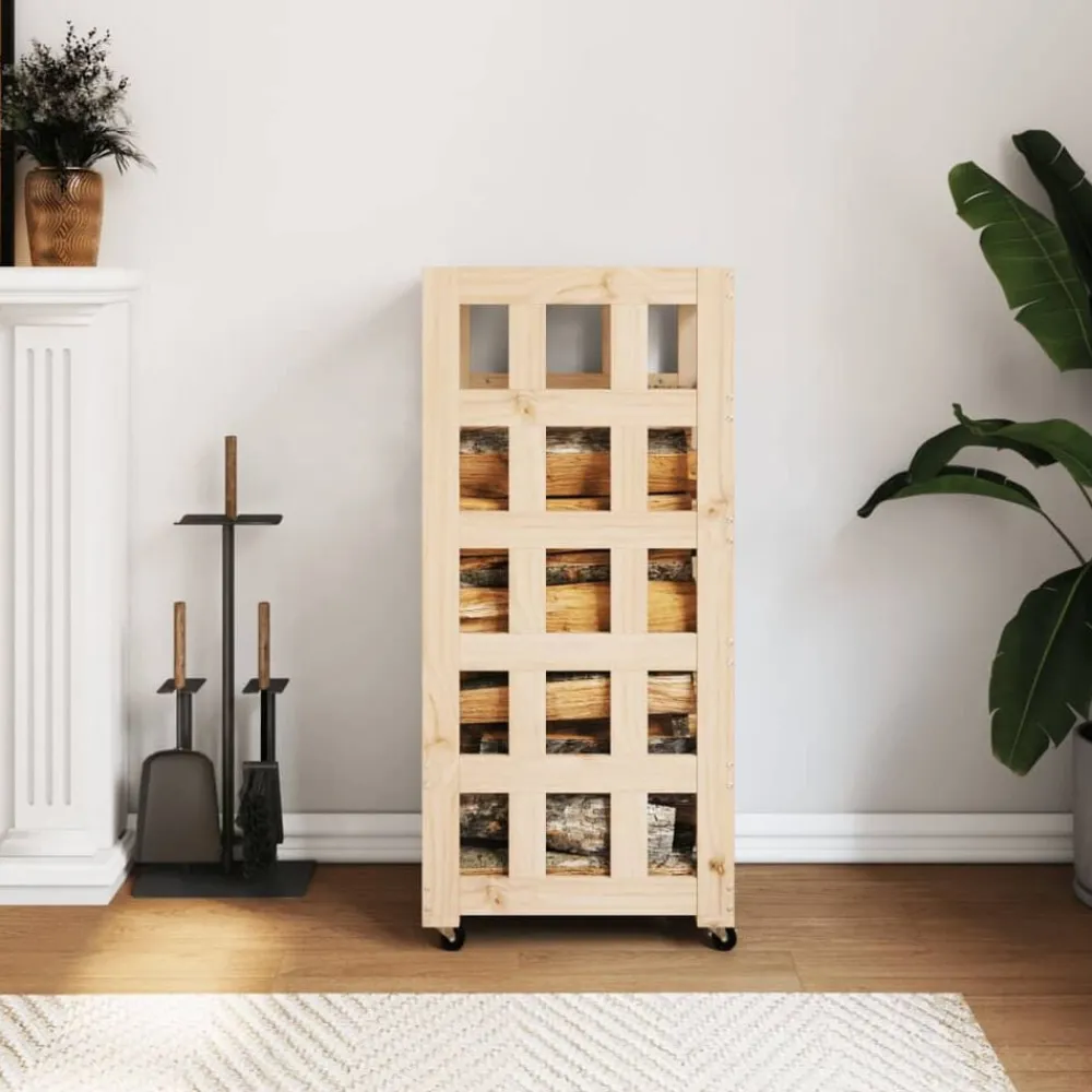 Houtblokhouder met wielen 40x49x110 cm massief grenenhout>vidaXL Clearance