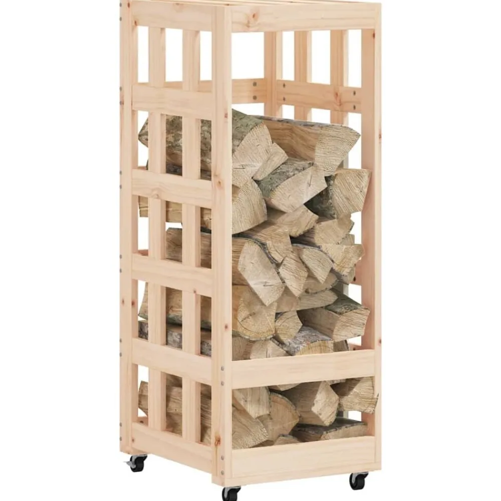 Houtblokhouder met wielen 40x49x110 cm massief grenenhout>vidaXL Clearance