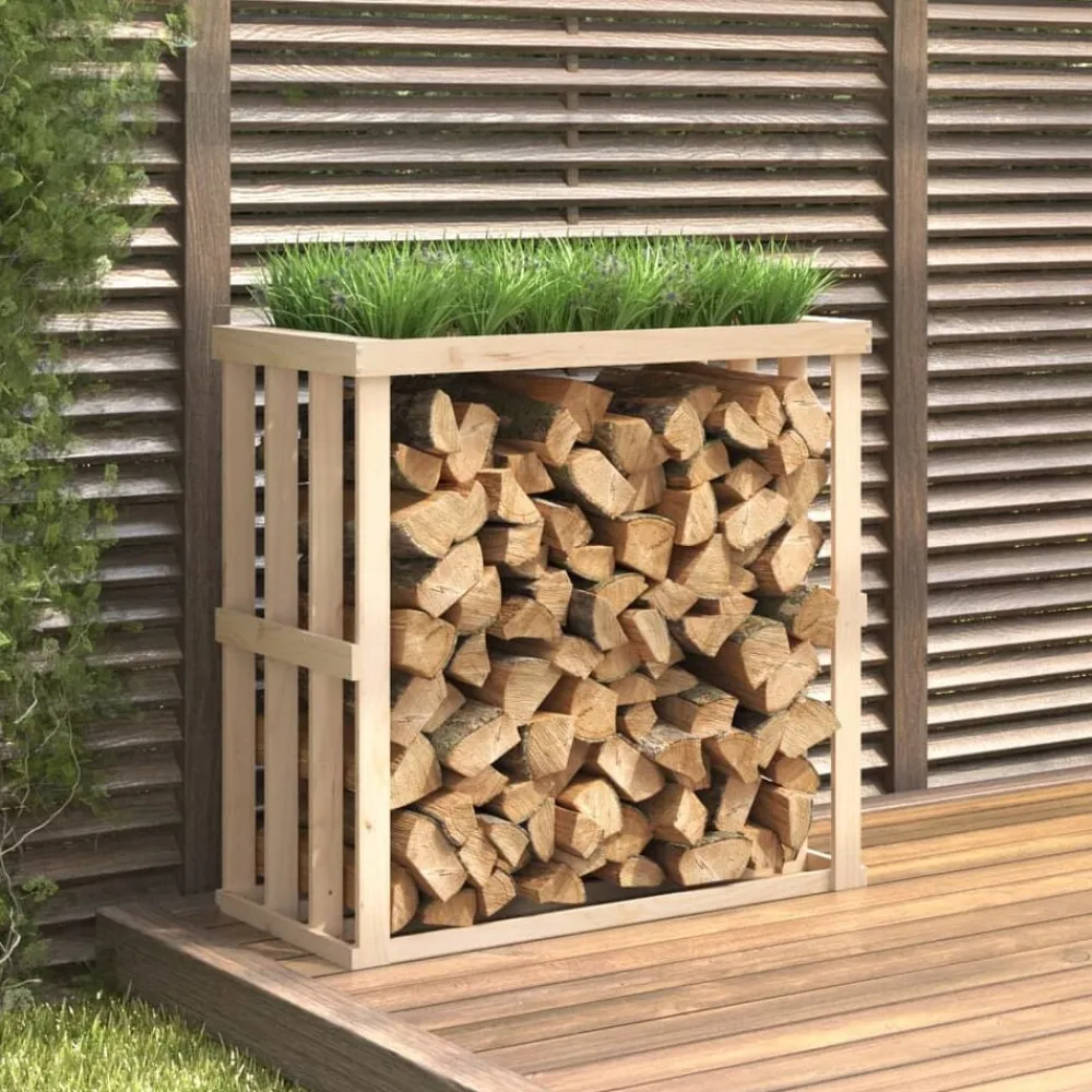 Houtkachel- & Haardaccessoires*vidaXL Houtblokhouder 108x52x106 cm massief grenenhout Naturel