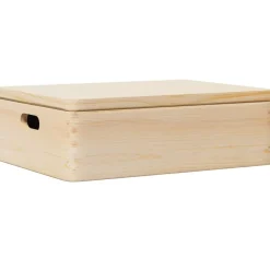 Huishoudelijke Benodigdheden*vidaXL Houten kist met deksel&handvatten 40x30x13cm massief grenenhout Naturel