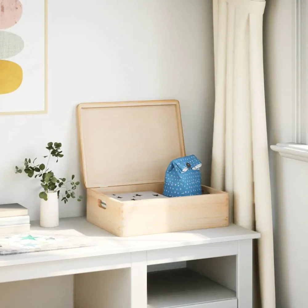 Huishoudelijke Benodigdheden*vidaXL Houten kist met deksel&handvatten 40x30x13cm massief grenenhout Naturel