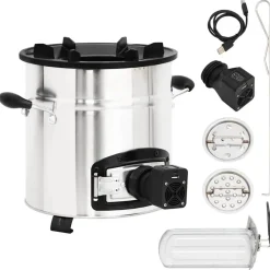 Houtkachel met USB-ventilator 35,5x26x28 cm roestvrijstaal>vidaXL Sale