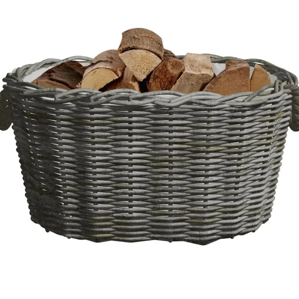 Houtkachel- & Haardaccessoires*vidaXL Houtmand met handvatten 59x42x28 cm wilgenhout grijs