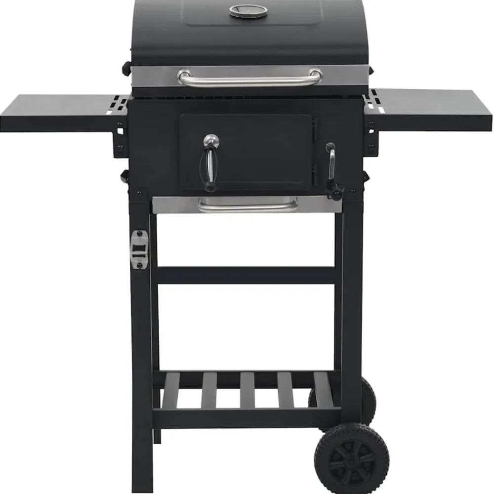 Houtskoolbarbecue met onderplank zwart>vidaXL New