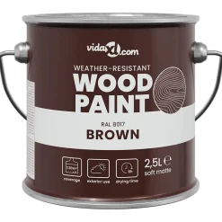 Verbruiksmaterialen Voor De Bouw*vidaXL Houtverf 2,5 L Wandprint Bruin