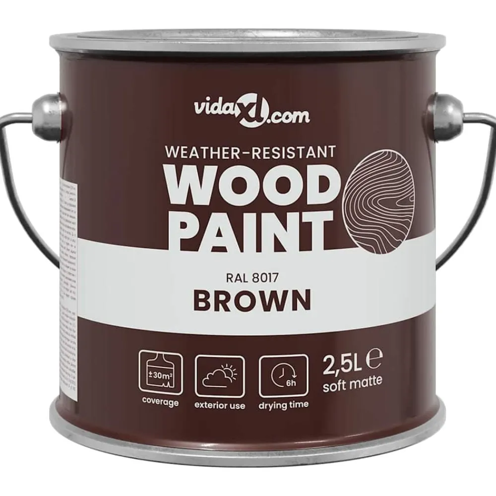 Verbruiksmaterialen Voor De Bouw*vidaXL Houtverf 2,5 L Wandprint Bruin