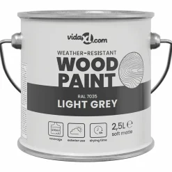Verbruiksmaterialen Voor De Bouw*vidaXL Houtverf Grijs 2,5 L Wandprint Lichtgrijs