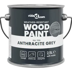Verbruiksmaterialen Voor De Bouw*vidaXL Houtverf Grijs 2,5 L Wandprint Ijzergrey