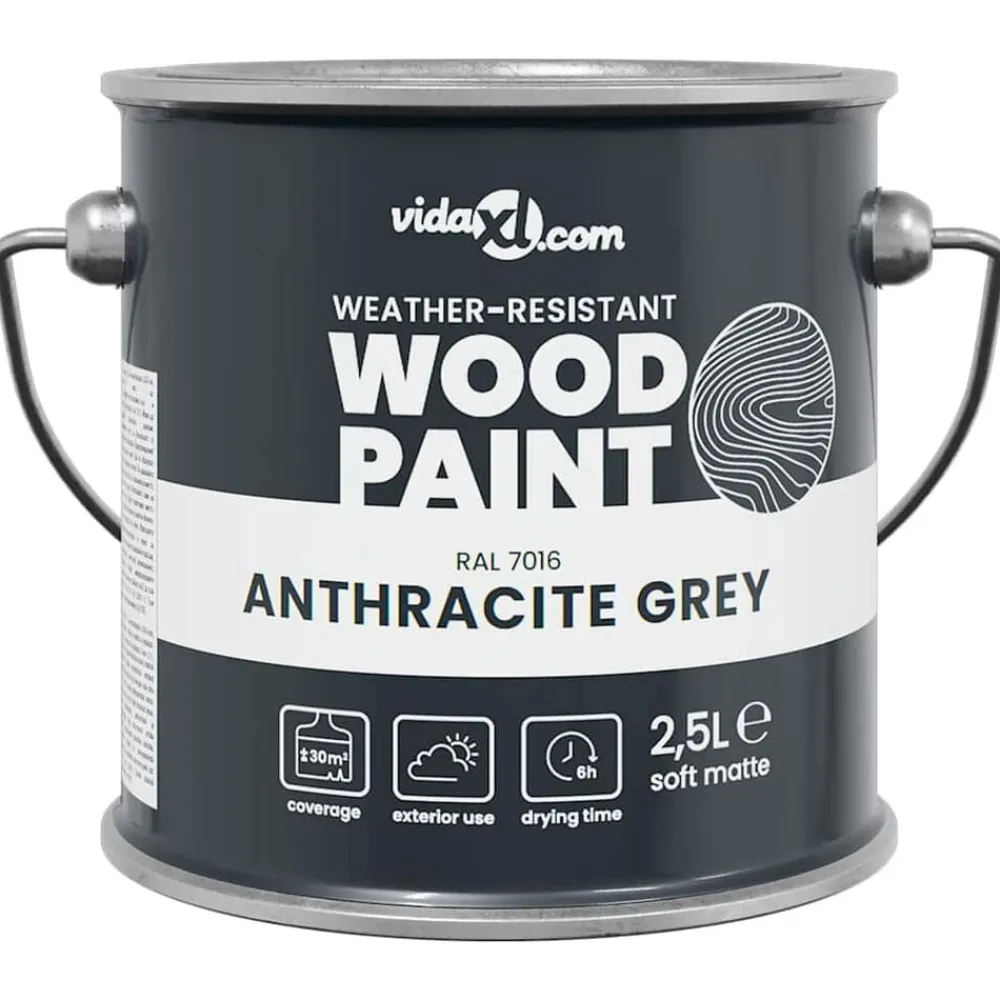 Verbruiksmaterialen Voor De Bouw*vidaXL Houtverf Grijs 2,5 L Wandprint Ijzergrey