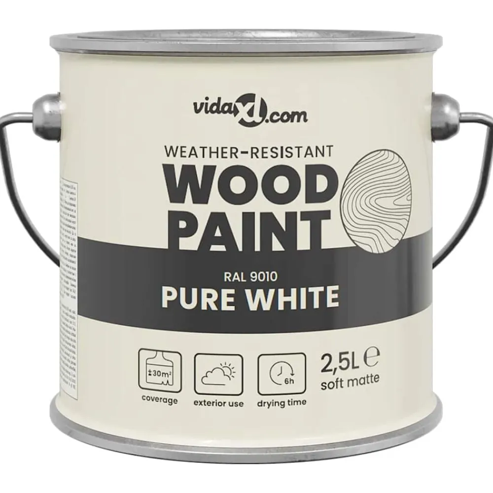 Verbruiksmaterialen Voor De Bouw*vidaXL Houtverf 2,5 L Wandprint Wit