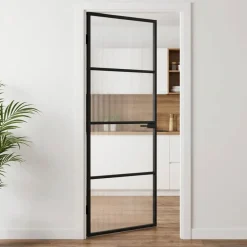 Huisdeur 76 x 201,5 x 3,5 cm Aluminium en Gehard Glas><noscript><img width=