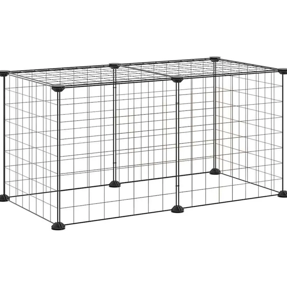 Huisdierenkooi met 8 panelen 35x35 cm staal zwart>vidaXL Sale