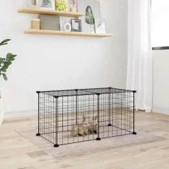 Huisdierenkooi met 8 panelen 35x35 cm staal zwart>vidaXL Sale