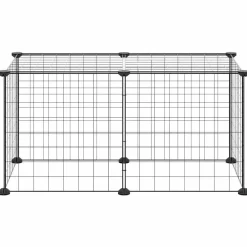 Huisdierenkooi met 8 panelen 35x35 cm staal zwart><noscript><img width=