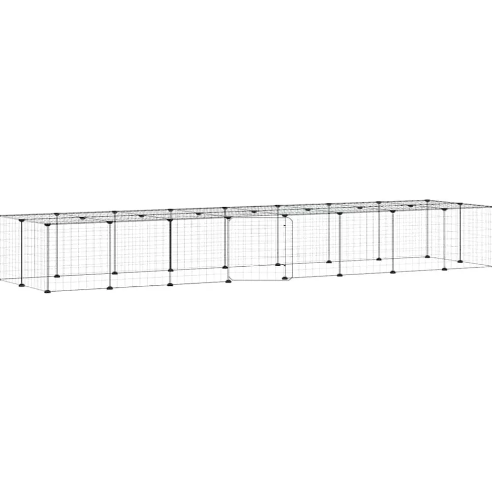 Huisdierbenodigdheden*vidaXL Huisdierenkooi met deur 36 panelen 35x35 cm staal zwart