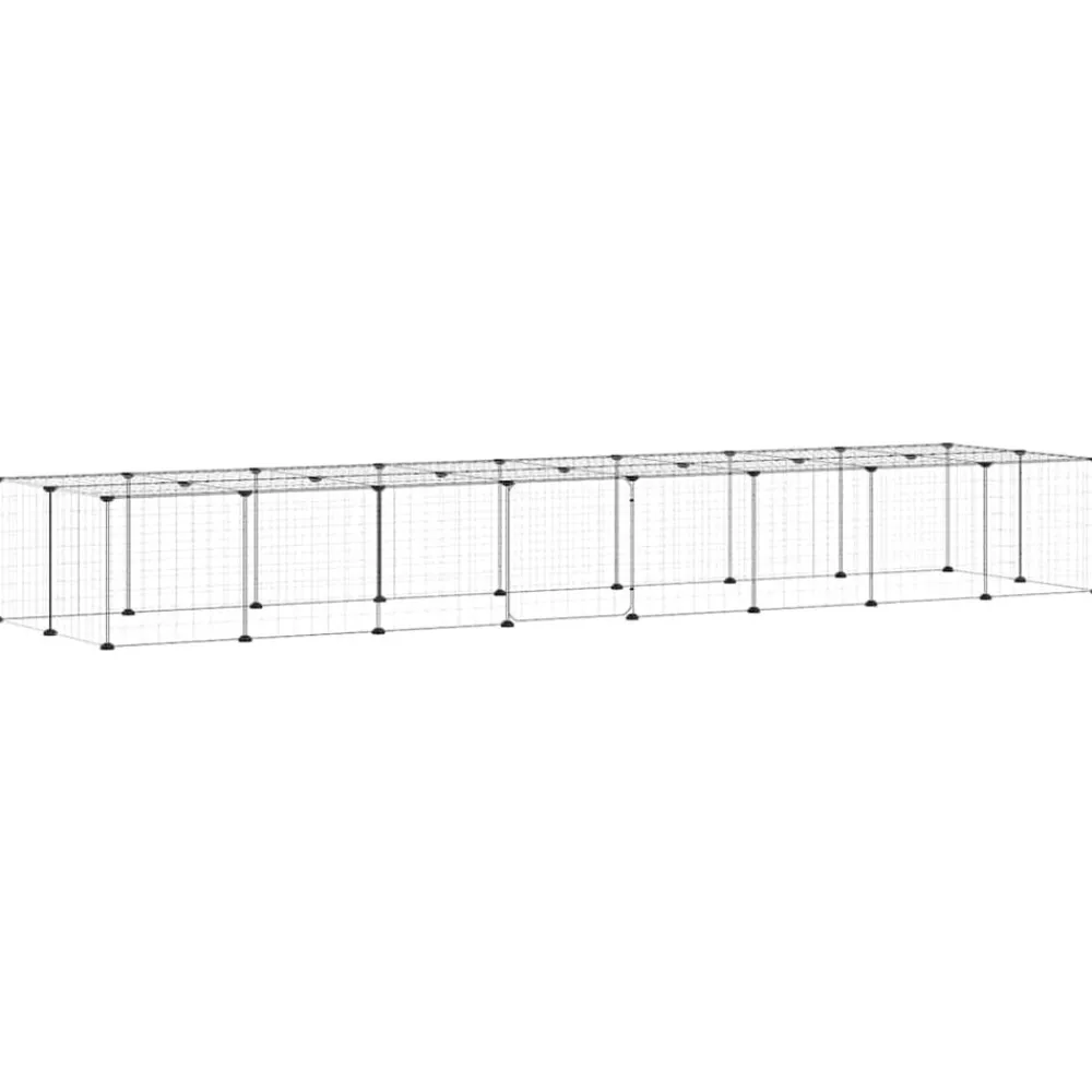 Huisdierbenodigdheden*vidaXL Huisdierenkooi met deur 36 panelen 35x35 cm staal zwart