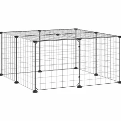 Huisdierbenodigdheden*vidaXL Huisdierenkooi met deur 12 panelen 35x35 cm staal zwart