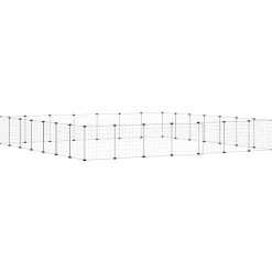 Huisdierenkooi met deur 28 panelen 35x35 cm staal zwart>vidaXL Sale