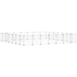 Huisdierenkooi met deur 28 panelen 35x35 cm staal zwart><noscript><img width=