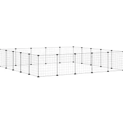 Huisdierenkooi met deur 20 panelen 35x35 cm staal zwart><noscript><img width=