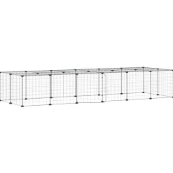 Huisdierenkooi met deur 28 panelen 35x35 cm staal zwart>vidaXL Online