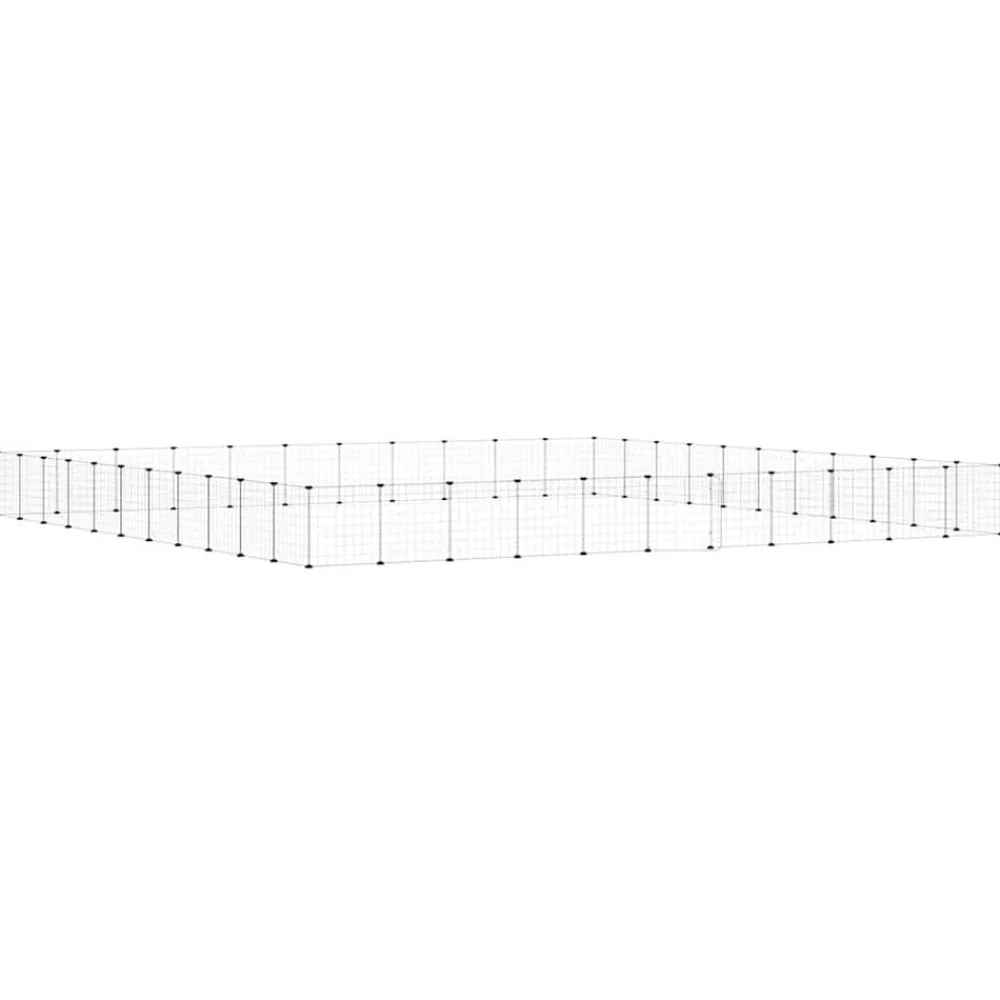 Huisdierenkooi met deur 44 panelen 35x35 cm staal zwart>vidaXL Hot
