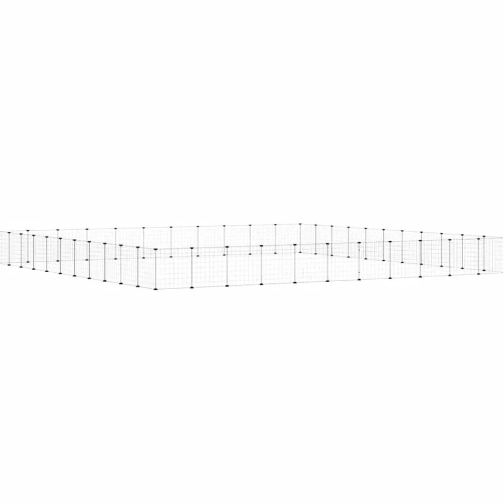 Huisdierenkooi met deur 44 panelen 35x35 cm staal zwart>vidaXL Hot