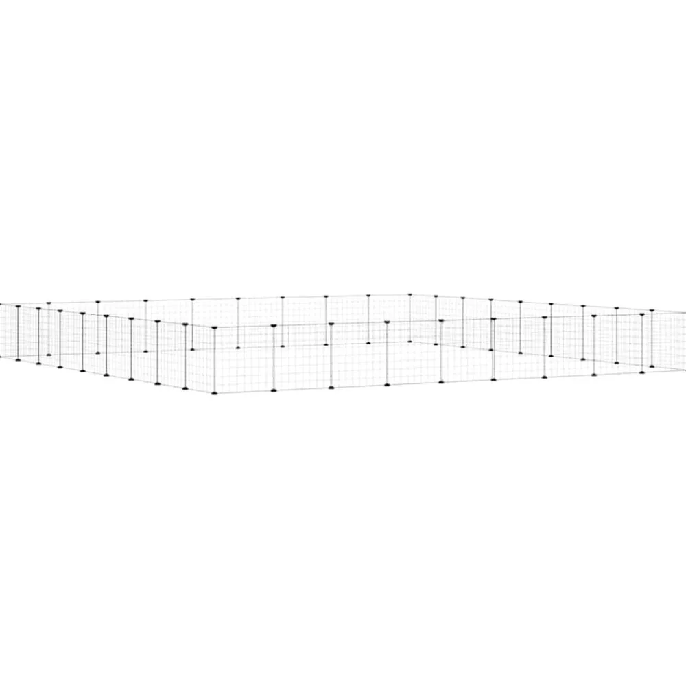 Huisdierenkooi met deur 36 panelen 35x35 cm staal zwart>vidaXL New