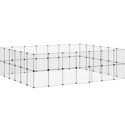 Huisdierbenodigdheden*vidaXL Huisdierenkooi met deur 52 panelen 35x35 cm staal zwart