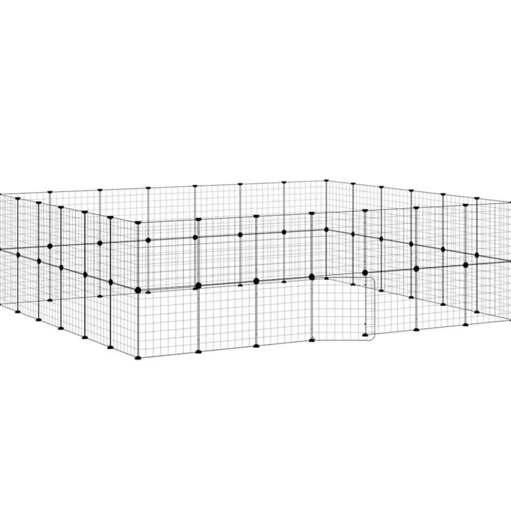 Huisdierbenodigdheden*vidaXL Huisdierenkooi met deur 52 panelen 35x35 cm staal zwart