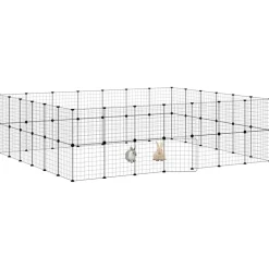 Huisdierbenodigdheden*vidaXL Huisdierenkooi met deur 52 panelen 35x35 cm staal zwart