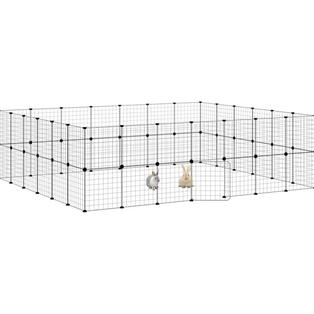 Huisdierbenodigdheden*vidaXL Huisdierenkooi met deur 52 panelen 35x35 cm staal zwart
