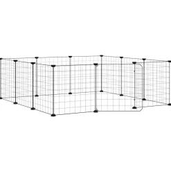 Huisdierbenodigdheden*vidaXL Huisdierkooi met 12 panelen en deur, zwart 35x35 cm staal