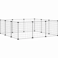 Huisdierbenodigdheden*vidaXL Huisdierkooi met 12 panelen en deur, zwart 35x35 cm staal
