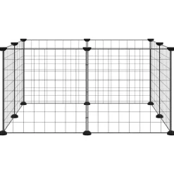 Huisdierkooi met 8 panelen, zwart, 35x35 cm, staal><noscript><img width=