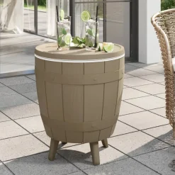 Tuinmeubelen*vidaXL IJskoeltafel 3-in-1 polypropeen Lichtbruin