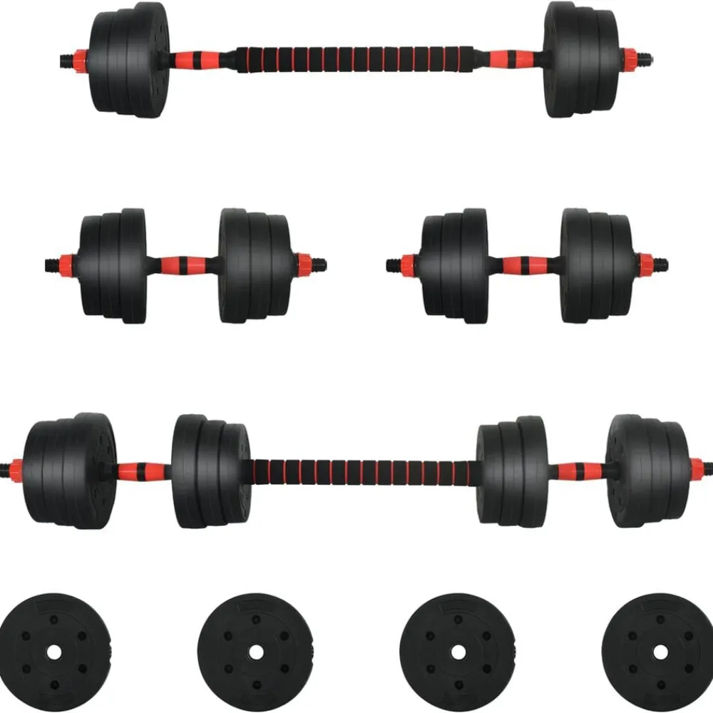 2-in-1 Halter Set 30kg Zwart en Rood Cement en ijzeren zand>vidaXL Outlet