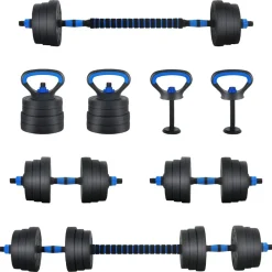 4-in-1 Halter-Barbell Kettlebell Set 20kg 20kg>vidaXL Clearance