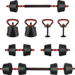 4-in-1 Halter-Barbell Kettlebell Set 20kg 20kg>vidaXL Hot
