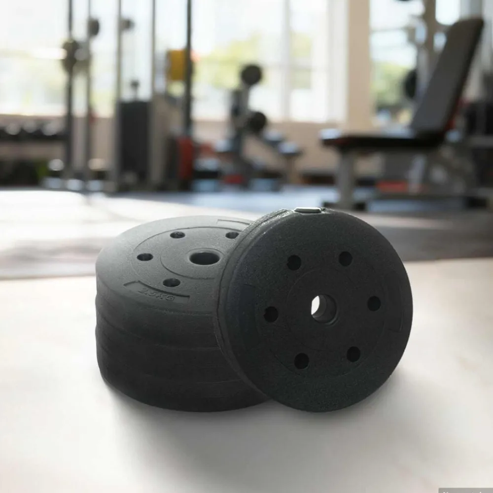 Fitness*vidaXL 4-in-1 Halterset 30kg Zwart en Blauw Cement en ijzeren zand Zwart met blauw