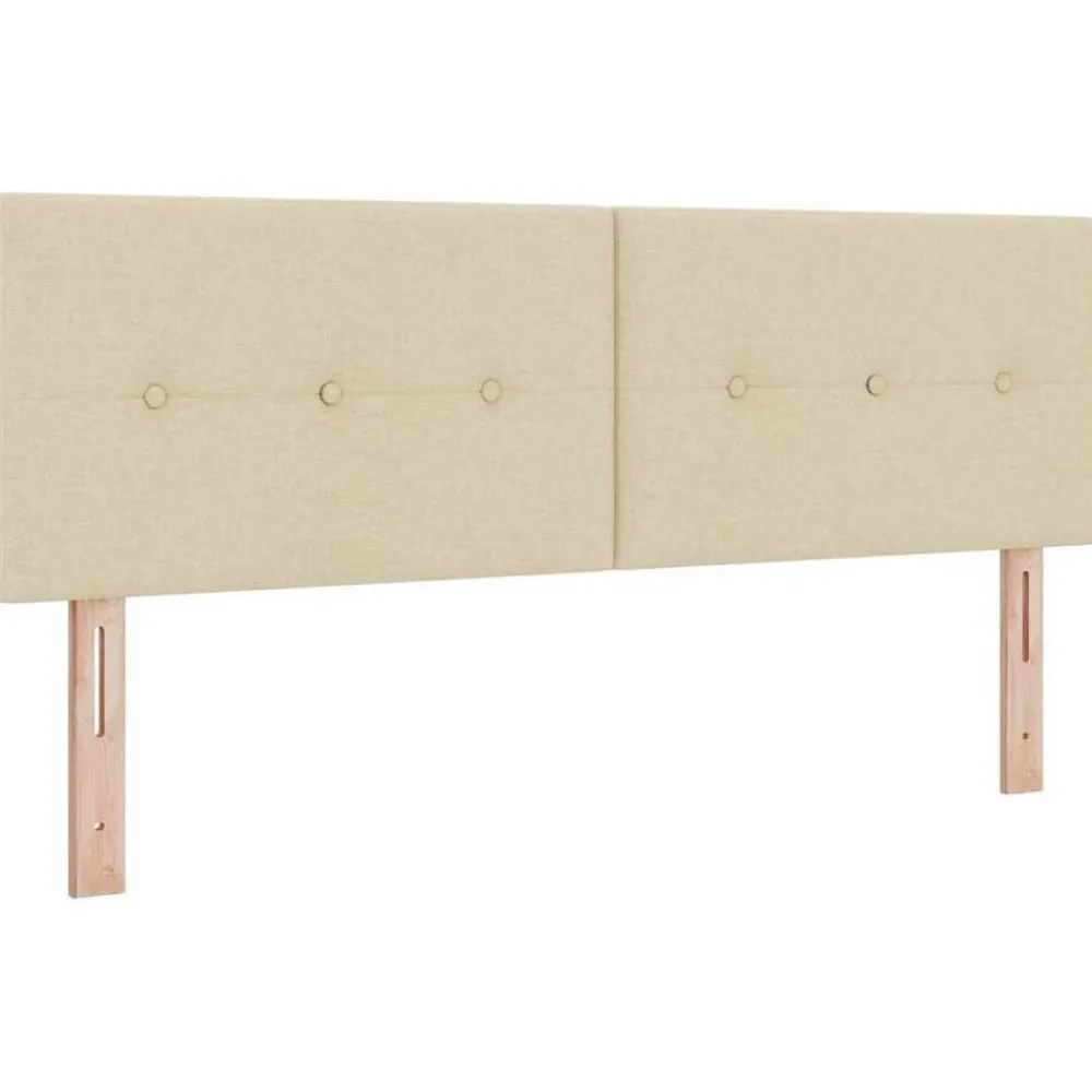 in hoogte verstelbaar hoofdbord Crème 144 cm Stof>vidaXL Best