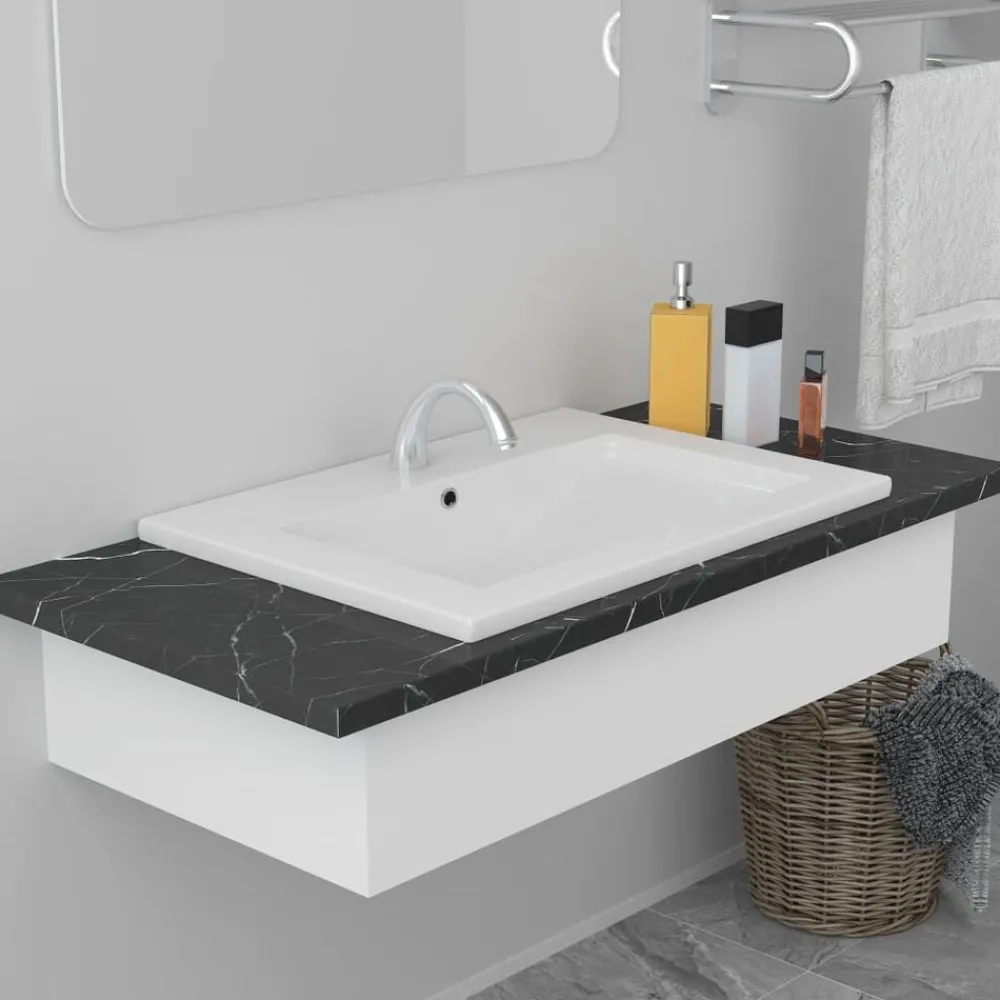 Inbouwwastafel 61x39,5x18,5 cm keramiek wit>vidaXL Clearance