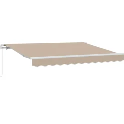 Tuin & Gazon*vidaXL Inklapbaar Zonnescherm Beige 250 x 200 cm Stof Beige (wit frame)