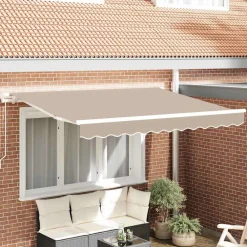 Tuin & Gazon*vidaXL Inklapbaar Zonnescherm Beige 250 x 200 cm Stof Beige (wit frame)