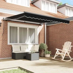 Tuin & Gazon*vidaXL Inklapbaar Zonnescherm 300 x 250 cm Polyester en staal Zwart