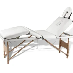 Uiterlijk & Gezondheid*vidaXL Inklapbare massagetafel 4 zones met houten frame (creme) Wit